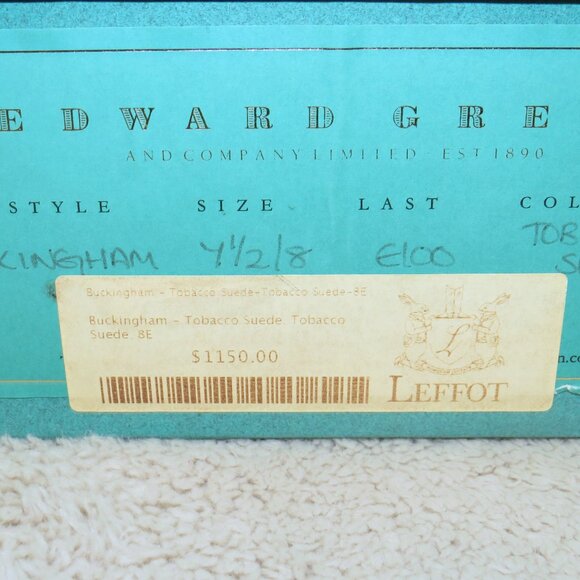 Edward Green x Leffot Buckingham Tobacco Suede Unlined Loafers 8E NWB